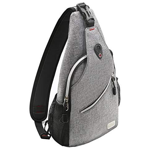 MOSISO Sling Backpack, Multipurpose Crossbody Shoulder Bag Travel Hiking Daypack, Gray