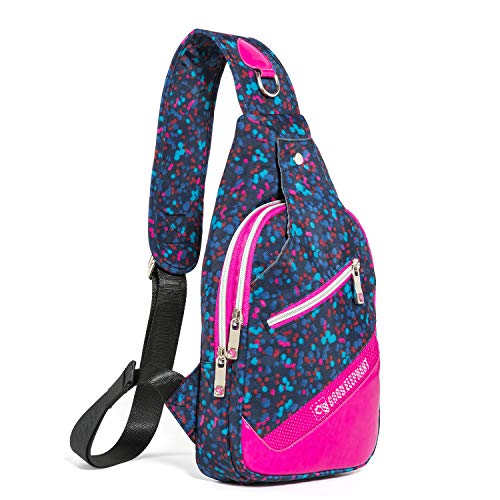 Sling Backpack Crossbody Shoulder Bag Warerproof Chest Daypack for Travel Hiking, Flower Color