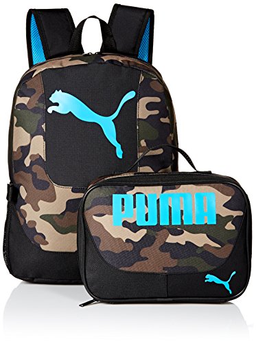 PUMA Boys Little Backpacks and Lunch Boxes, Camo/Blue Kit, Youth