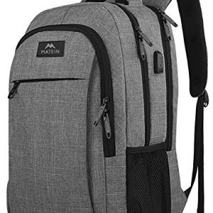 Travel Laptop Backpack, Business Anti Theft Slim Durable Laptops Backpack with USB Charging Port, Water Resistant College School Computer Bag Gifts for Women & Men Fits 15.6 Inch Notebook, Grey