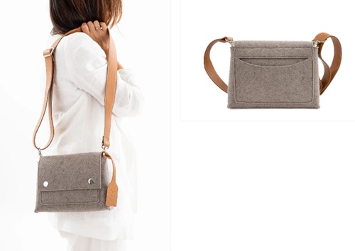 Lefrac Handbag—JOY Taupe Crossbody Bag