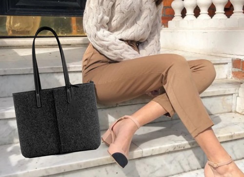 Lefrac Handbag—Tote Bag Medium Charcoal Grey