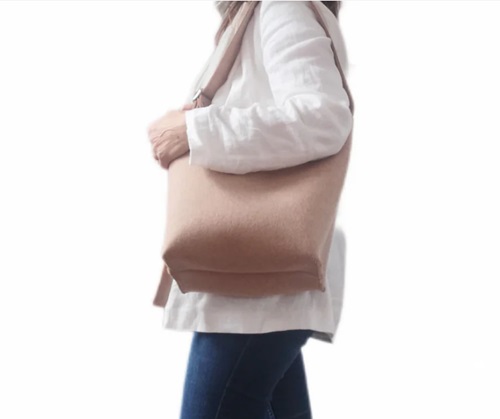 Lefrac Handbag—WOOLY Hobo Bag Camel